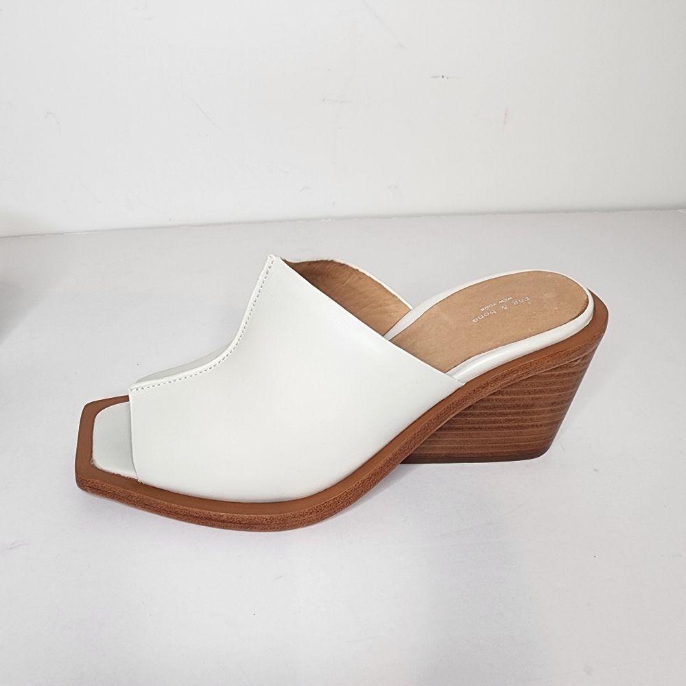 Rag and bone Santiago Wedge Slip on Open Toe Sandals In White size 8.5